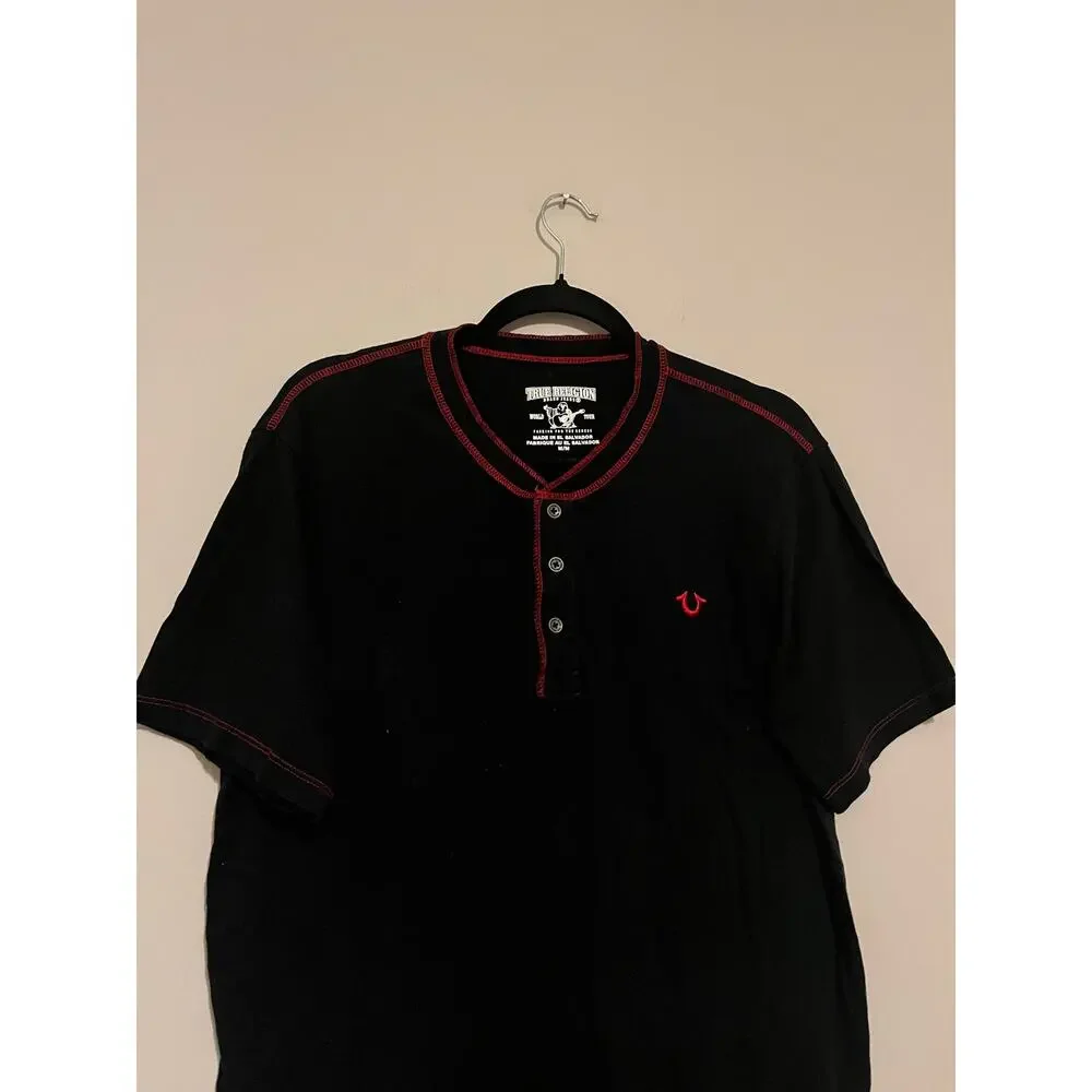 Bundle of 3 Short Sleeve Tees Henley Black Red Size M